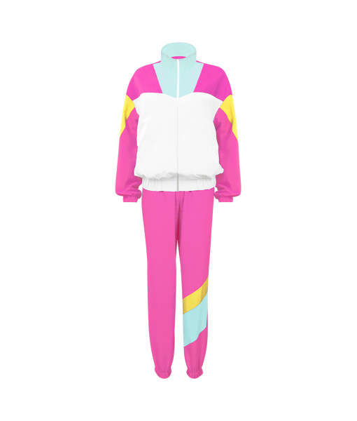 1980s Hip-Hop Pink Tracksuit Outfits Women Halloween Costume