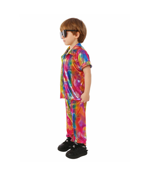 Kids Children Rainbow Highlighted Suit Rockstar Halloween Performance Stage Cosplay Costume