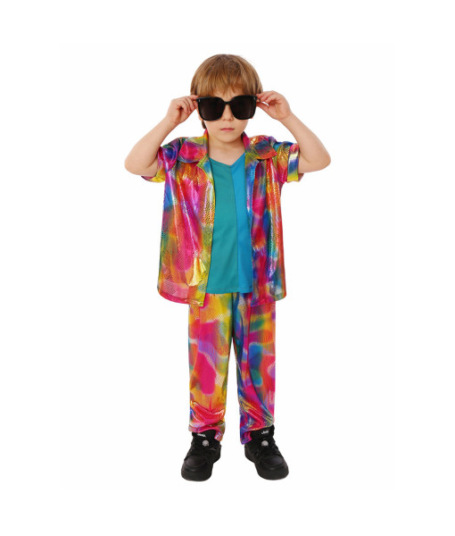 Kids Children Rainbow Highlighted Suit Rockstar Halloween Performance Stage Cosplay Costume