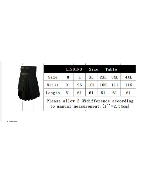 Men Black Scottish Kilt Chain Skirt Halloween Costume