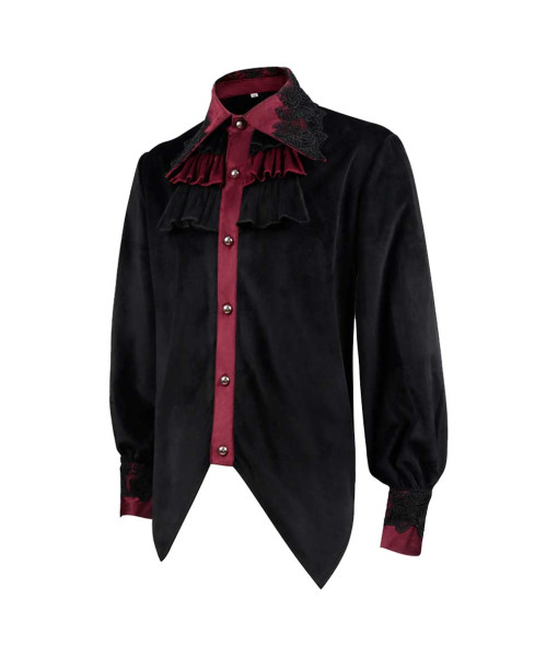 Men Medieval Black Inner Shirt Victorian Steampunk Halloween Cosplay Costume