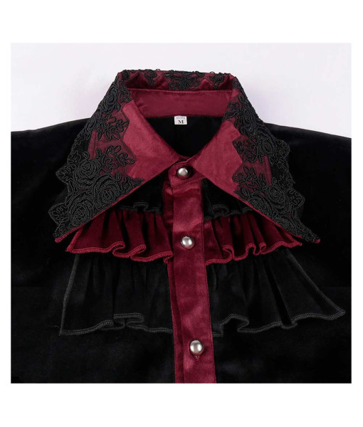 Men Medieval Black Inner Shirt Victorian Steampunk Halloween Cosplay Costume