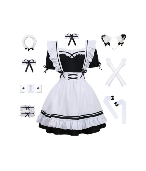 Women Lolita Maid Uniform Skirt Halloween Cosplay Costume