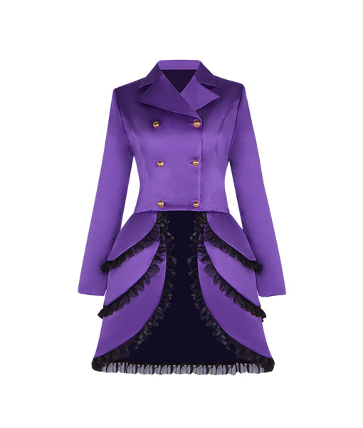 Women Medieval Purple Tuxedo Dress Halloween Cosplay Costume