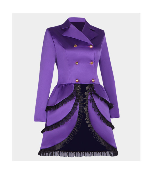 Women Medieval Purple Tuxedo Dress Halloween Cosplay Costume