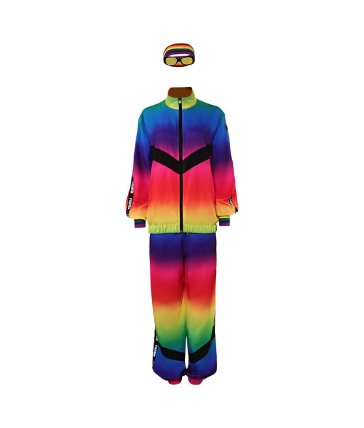 1980s Retro Hip Hop Color Gradient Sports Suit 5Pcs Set Halloween Costume