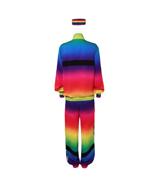 1980s Retro Hip Hop Color Gradient Sports Suit 5Pcs Set Halloween Costume