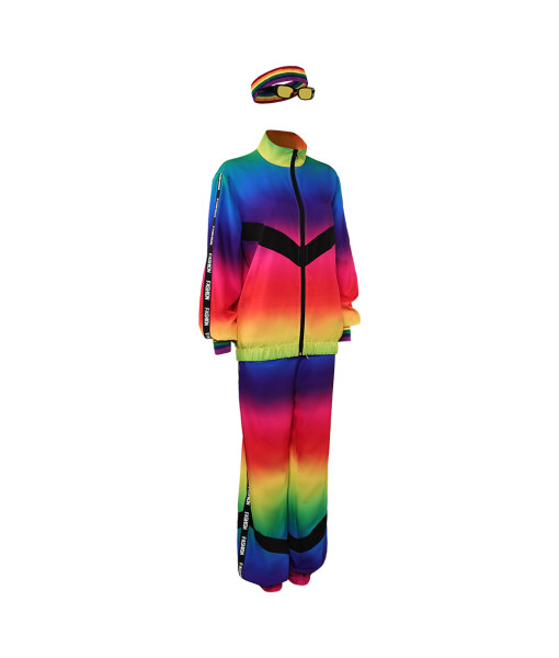 1980s Retro Hip Hop Color Gradient Sports Suit 5Pcs Set Halloween Costume