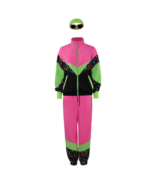 1980s Retro Pink Green Sportswear 6Pcs Set Halloween Costume