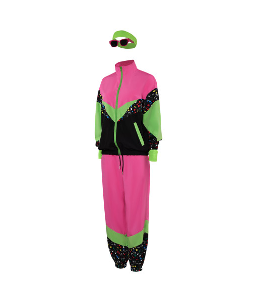 1980s Retro Pink Green Sportswear 6Pcs Set Halloween Costume