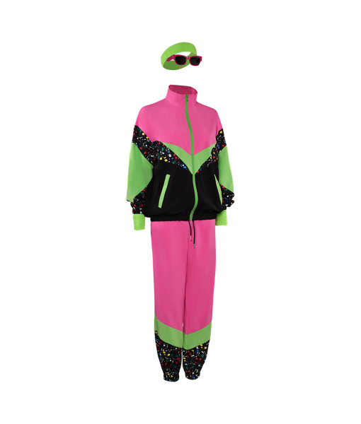 1980s Retro Pink Green Sportswear 6Pcs Set Halloween Costume