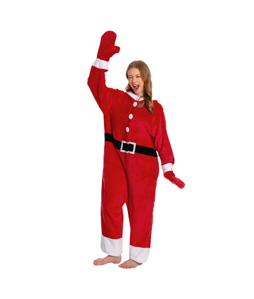 Adult Onesie Santa Claus Red Pajamas Halloween Cosplay Costume