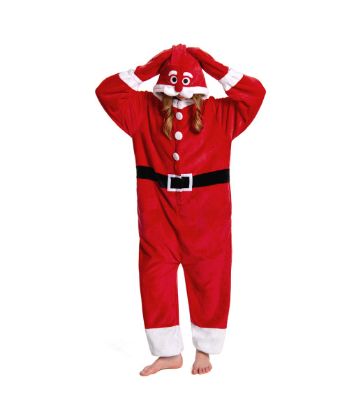 Adult Onesie Santa Claus Red Pajamas Halloween Cosplay Costume