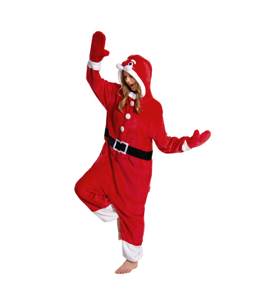 Adult Onesie Santa Claus Red Pajamas Halloween Cosplay Costume