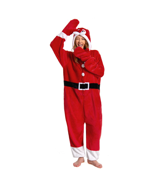 Adult Onesie Santa Claus Red Pajamas Halloween Cosplay Costume