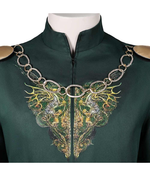 Men Medieval Green Fancy Outfit Fantasy Dragon King Halloween Costume