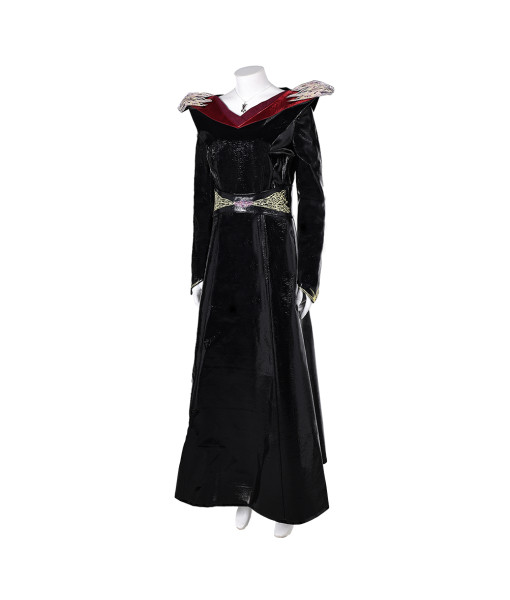 Women Black Red Medieval Long Dress Robe Fantasy Dragon Queen Halloween Costume