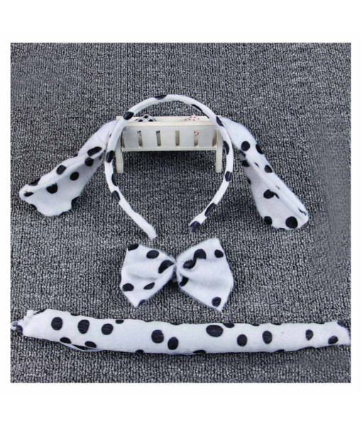 Adult Dalmatian Headdress With Collar And Tail Halloween Costume Accessories