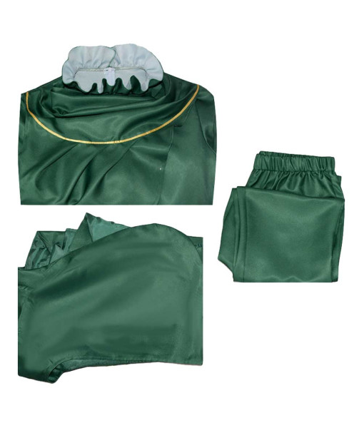 Fantasy Mage Cosplay Green Hooded Robe Outfit Halloween Costume
