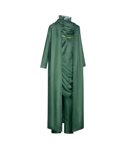 Fantasy Mage Cosplay Green Hooded Robe Outfit Halloween Costume