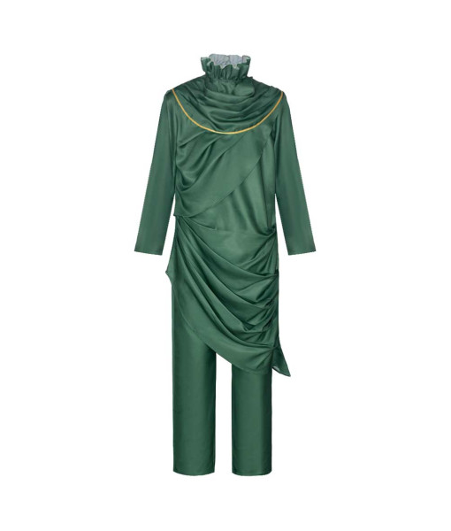 Fantasy Mage Cosplay Green Hooded Robe Outfit Halloween Costume
