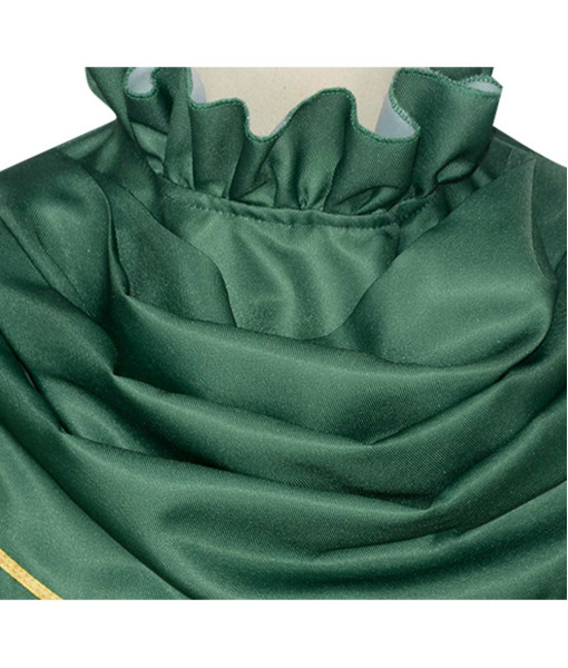 Fantasy Mage Cosplay Green Hooded Robe Outfit Halloween Costume