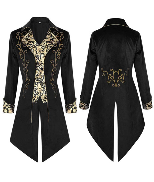 Steampunk Gild Trim Long Coat Luxury Uniform Cosplay Halloween Costume