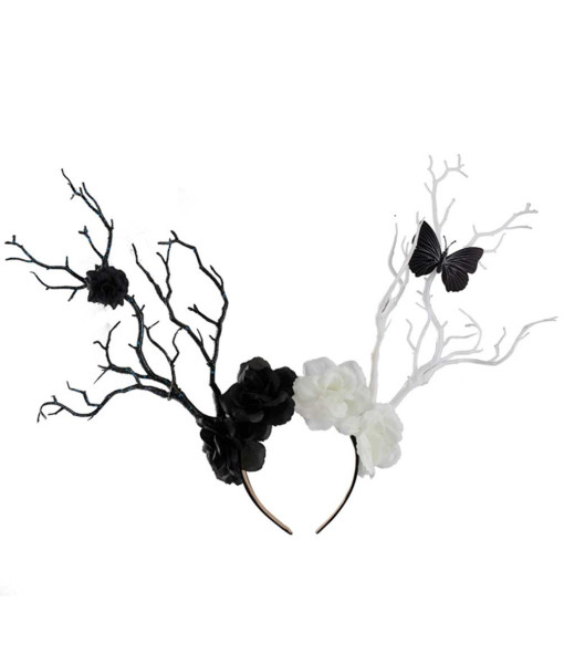 Dark Rose Branch Butterfly Headband Fairy Fantasy Cosplay Halloween Costume Accessories