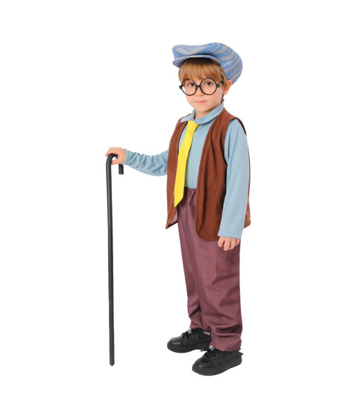 Kids Children Brown Suit Outfit Grandpa Halloween Stage Costume