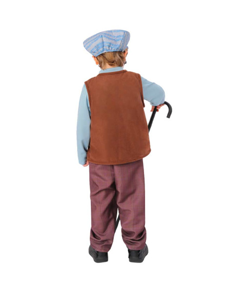 Kids Children Brown Suit Outfit Grandpa Halloween Stage Costume