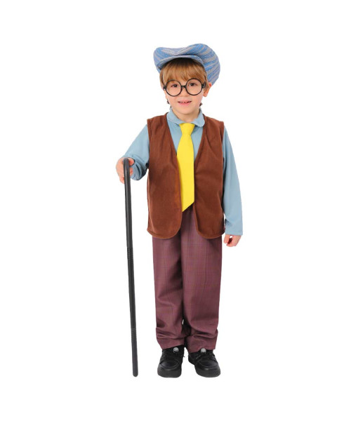 Kids Children Brown Suit Outfit Grandpa Halloween Stage Costume