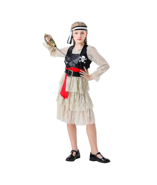 Kids Children Girl Professional Pirate Fantasy Full Set Family Halloween Costume