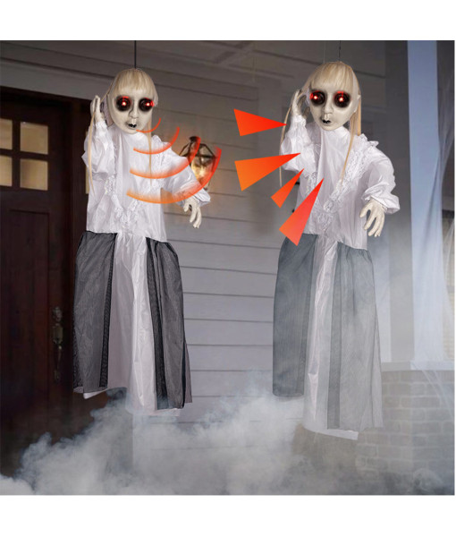 Haunted House Horror Voice-Controlled Hanged Ghost Electric Pendant Decoration Halloween Prop