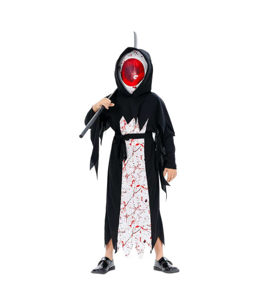 Kids Children Black Clock Outfit Devil Eye Horror Halloween Costume