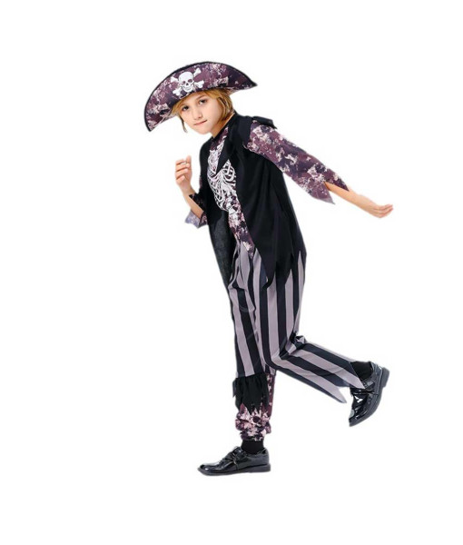 Kids Children Boy Printed Outfit Pirate Halloween Costume