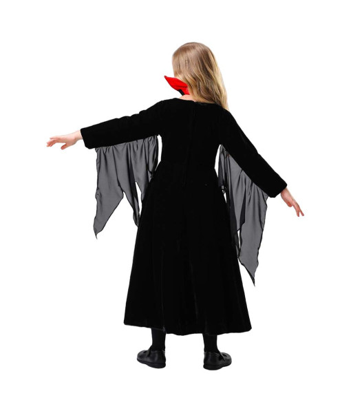 Vampire Lady Dark Red Dress Kids Halloween Costuem