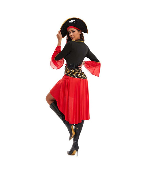 Women Red Outfit Pirate Fantasy Halloween Costume