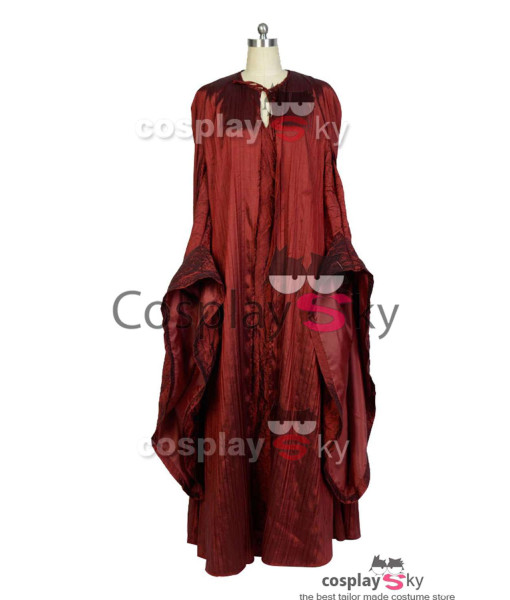 Women Medieval Fantasy Red Long Dress Witch Priest Robe Halloween Costume