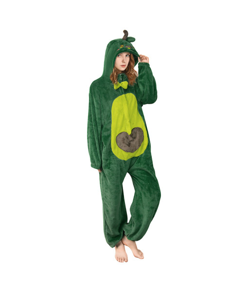 Adult Green Onesie Avocado Pajamas Halloween Costume