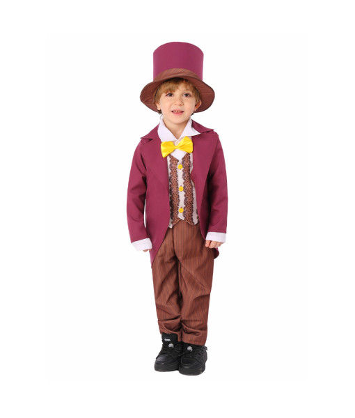 Kids Children Victorian Brown Suit Hat Set Halloween Costume