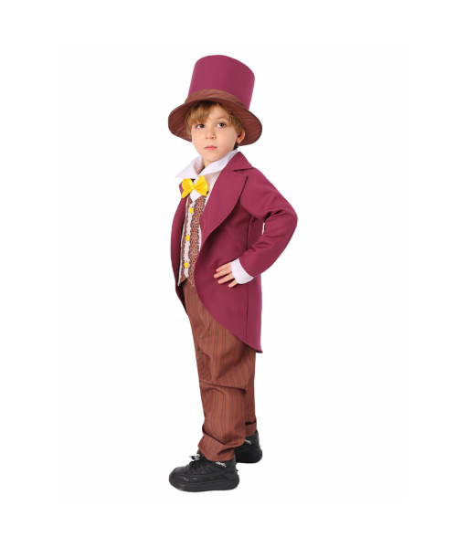 Kids Children Victorian Brown Suit Hat Set Halloween Costume