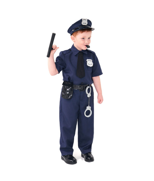 Kids Children Boy Professional Police Short-sleeved Blue Outfit Halloween Stage Costume