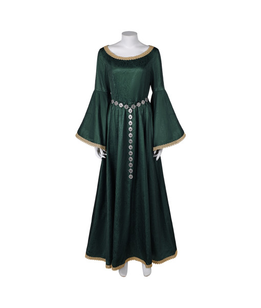 Women Medieval Green Long Dress Fantasy Halloween Costume