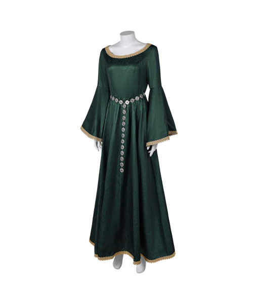 Women Medieval Green Long Dress Fantasy Halloween Costume