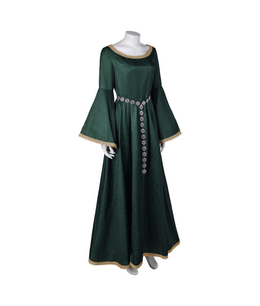 Women Medieval Green Long Dress Fantasy Halloween Costume