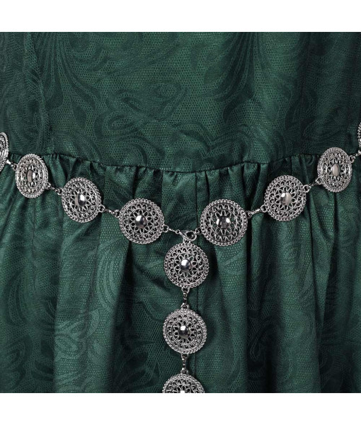 Women Medieval Green Long Dress Fantasy Halloween Costume