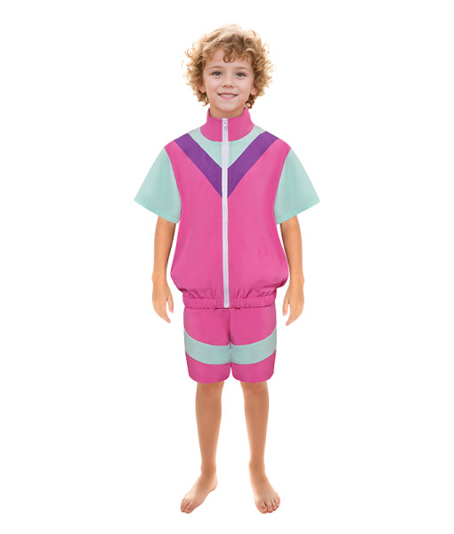 Kids Children 80s Retro Short Sleeve Sportswear Halloween Costume