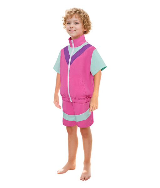 Kids Children 80s Retro Short Sleeve Sportswear Halloween Costume