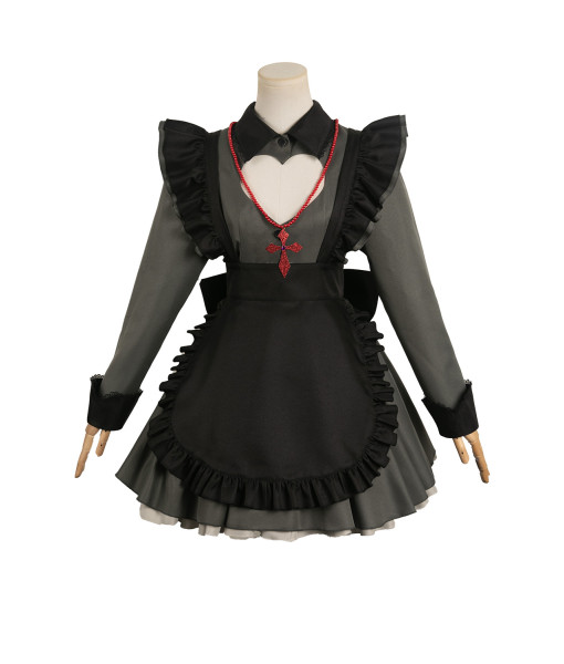 Women Black French Maid Dress Vampire Imp Sexy Halloween Costume