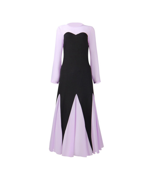Women Purple Black Long Dress Witch Fantasy Halloween Costume